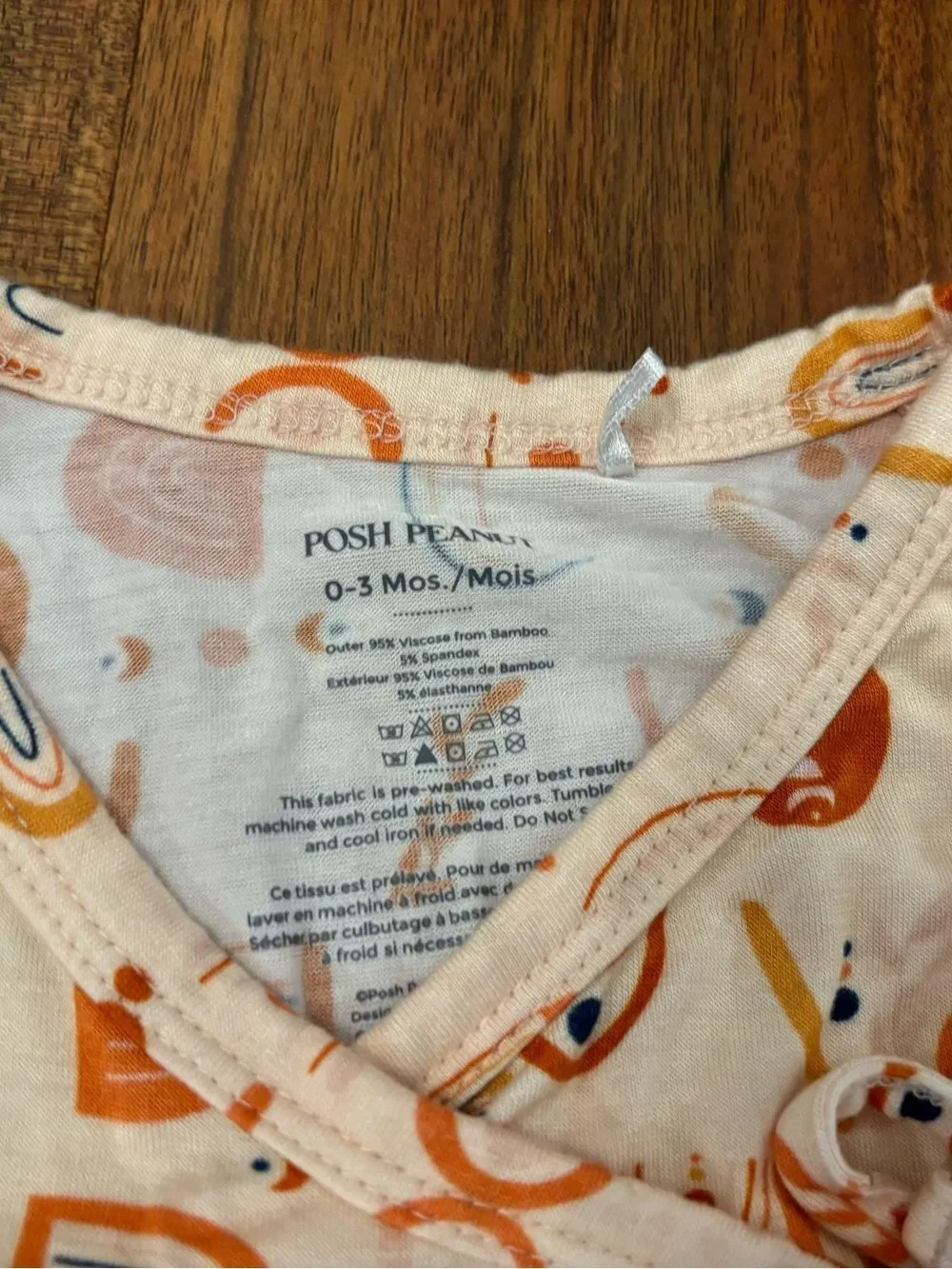 Posh Peanut Alphabet Medley Orange kimono top and footed bottoms